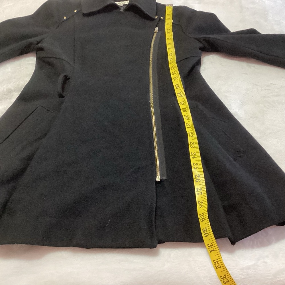 Kenneth Cole Asymmetrical Zip Coat with Belt Size 4 Black Winter Warm Wool Blend - Picture 9 of 12